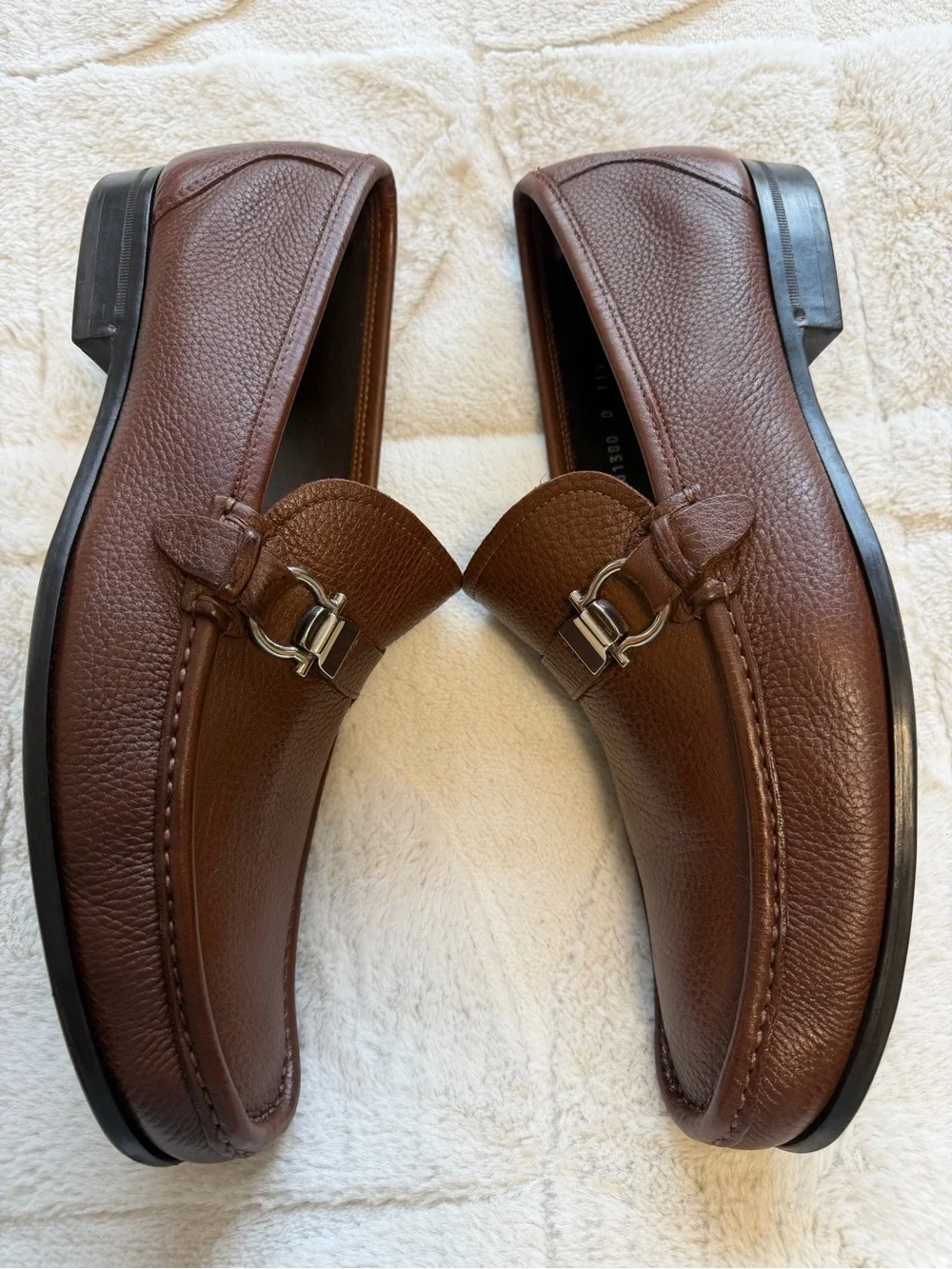 $950 Salvatore Ferragamo Gancini Buckle Leather Strap Slip-On Loafer 11.5 D